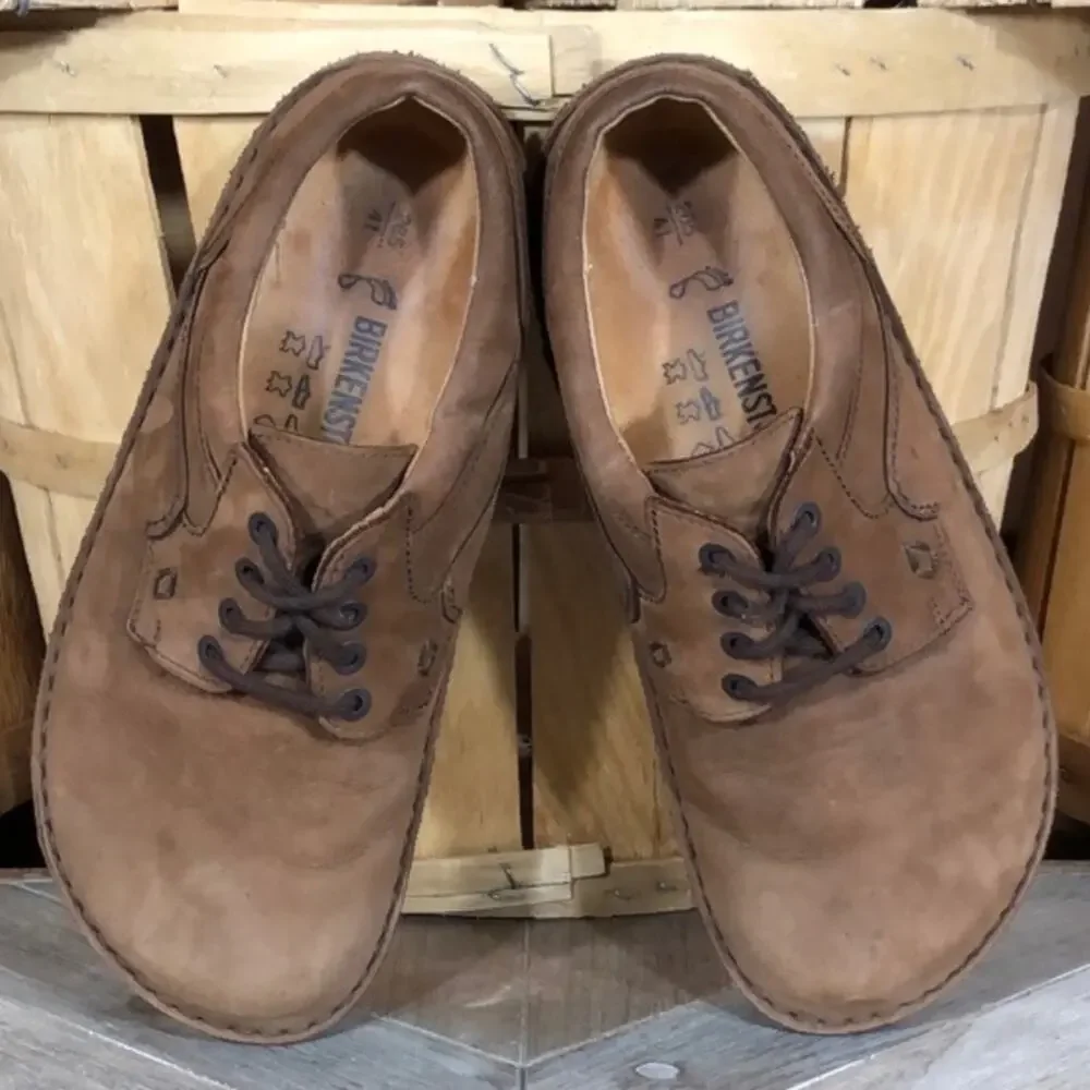Birkenstock Memphis 4-Eye Tan Brown Nubuck Lace-Up Comfort Oxfords Mens Size 8